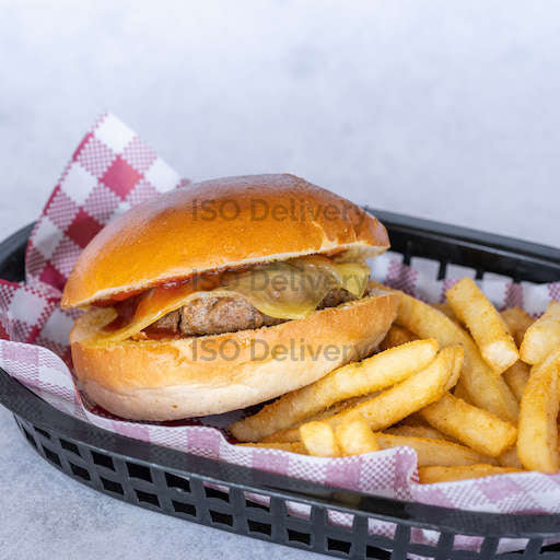 cheese burger and chips