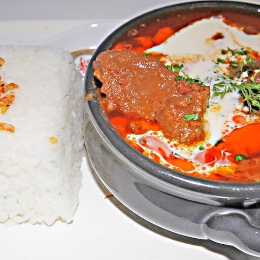 Nepalese Lamb Curry with Steam Rice, Papadum and Aachaar